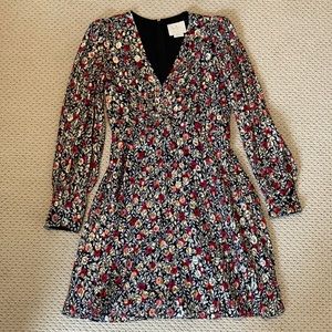 kate spade Black Floral Midi Dress with Red and Cream Flowers